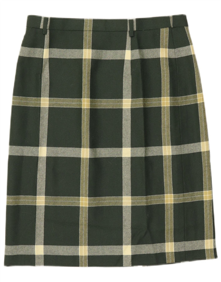 Mondi Womens Straight Skirt EU 40 Medium W30  Green Plaid Wool