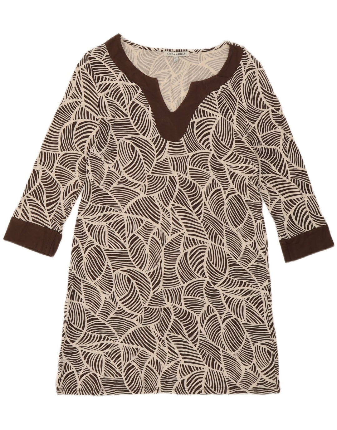 LAURA ASHLEY Womens Abstract Pattern Tunic Dress UK 12 Medium  Brown Vintage Laura Ashley and Second-Hand Laura Ashley from Messina Hembry 