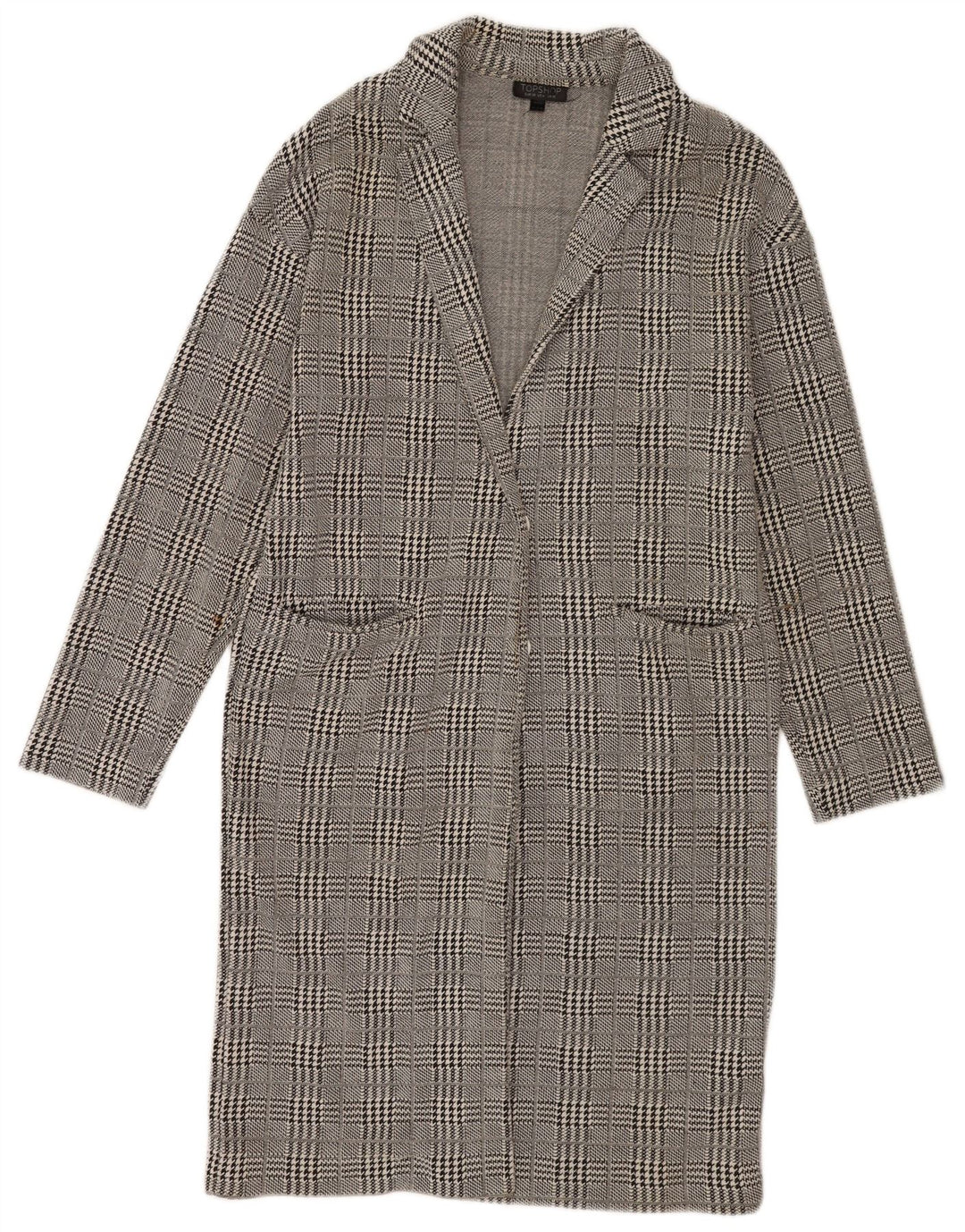 Soprabito da donna Topshop UK 10 piccolo cotone pied de poule grigio