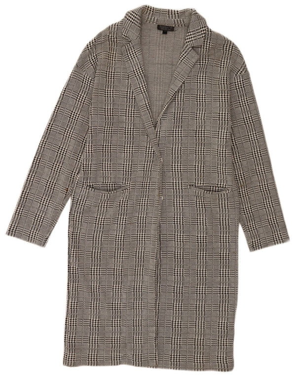 Topshop Damenmantel UK 10 Small Graue Hahnentritt-Baumwolle