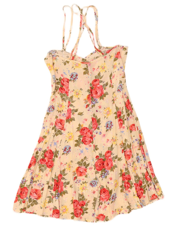 Vintage Womens Playsuit IT 42 Medium Yellow Floral Viscose