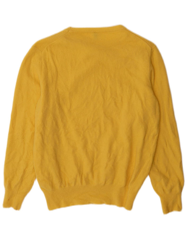 Benetton Dame Boat Neck Jumper Sweater UK 18 XL Gul Virgin Wool