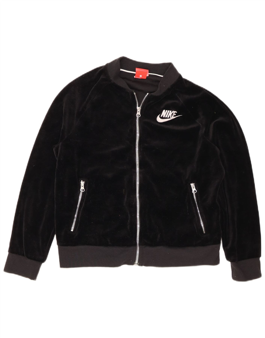 Nike Womens Oversized Velour Tracksuit Top Jacket UK 10 Small Black