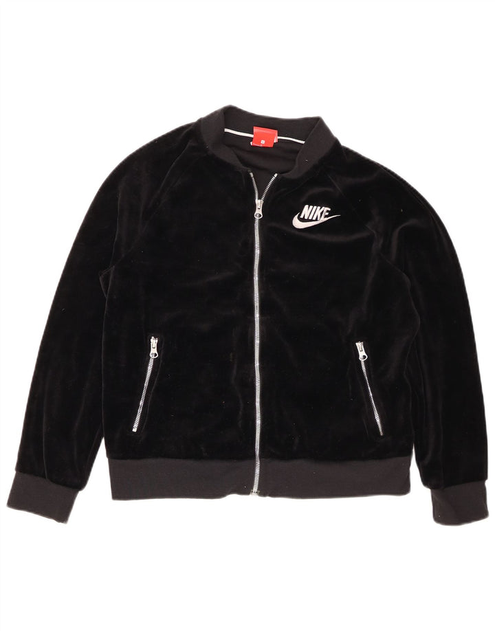 Nike Womens Oversized Velour Tracksuit Top Jacket UK 10 Small Black