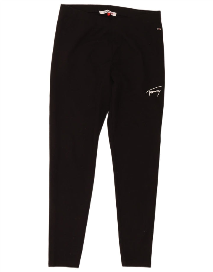 Legginsy damskie Tommy Hilfiger UK 16, duże, czarne, poliestrowe