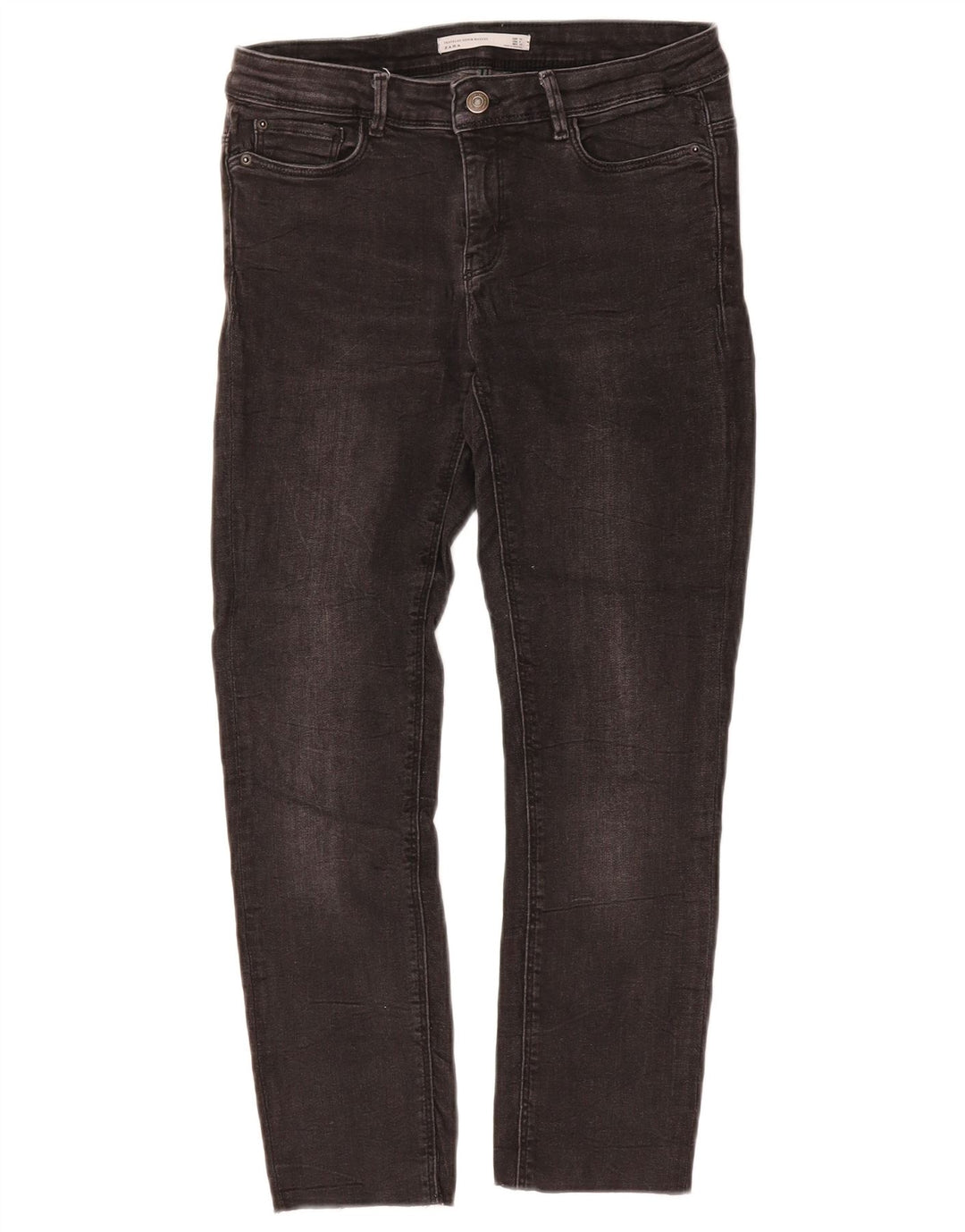 ZARA Womens Slim Fit Cropped Jeans EU 40 Medium W28 L24 Black