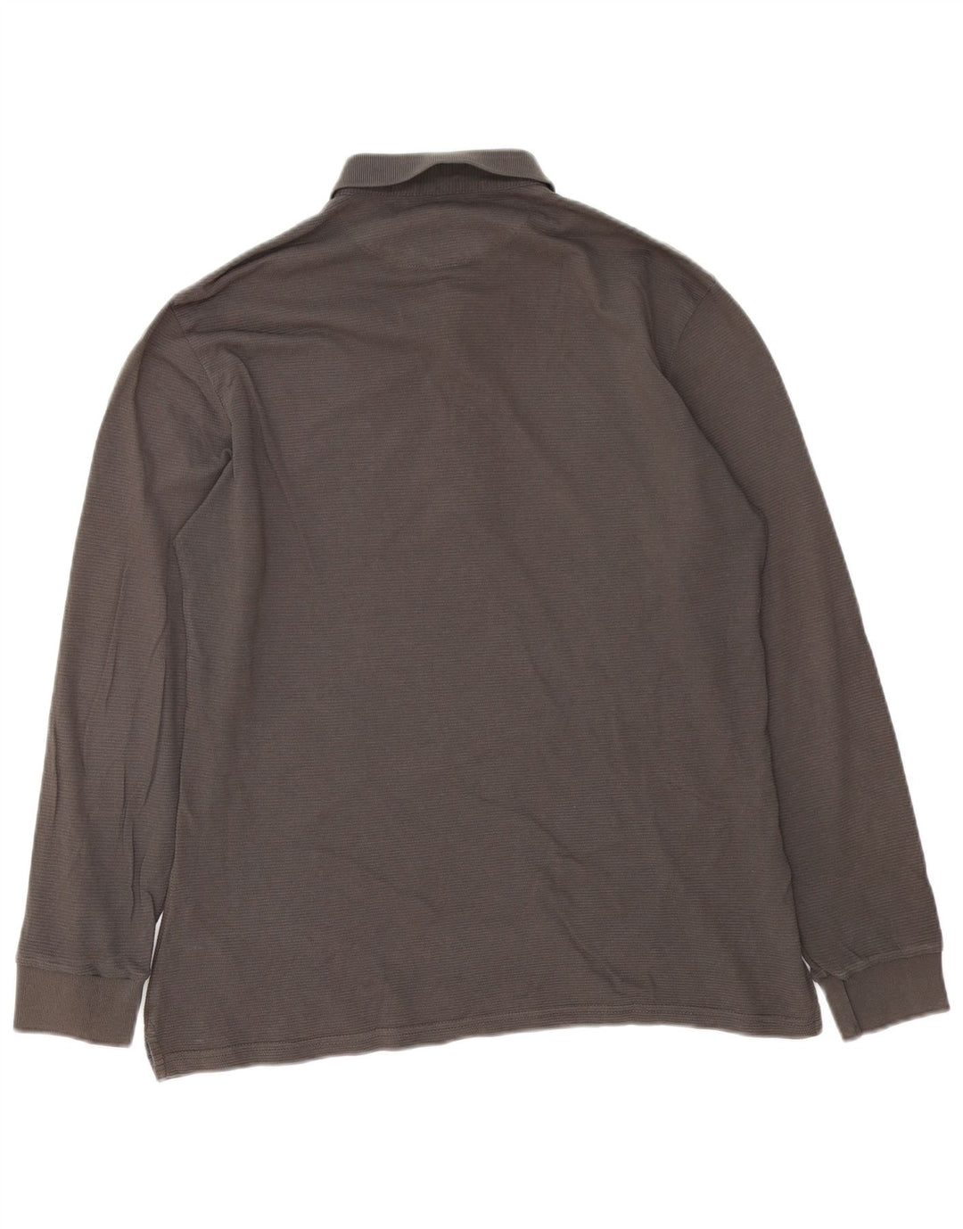 GAS Mens Long Sleeve Polo Shirt Large Grey Cotton
