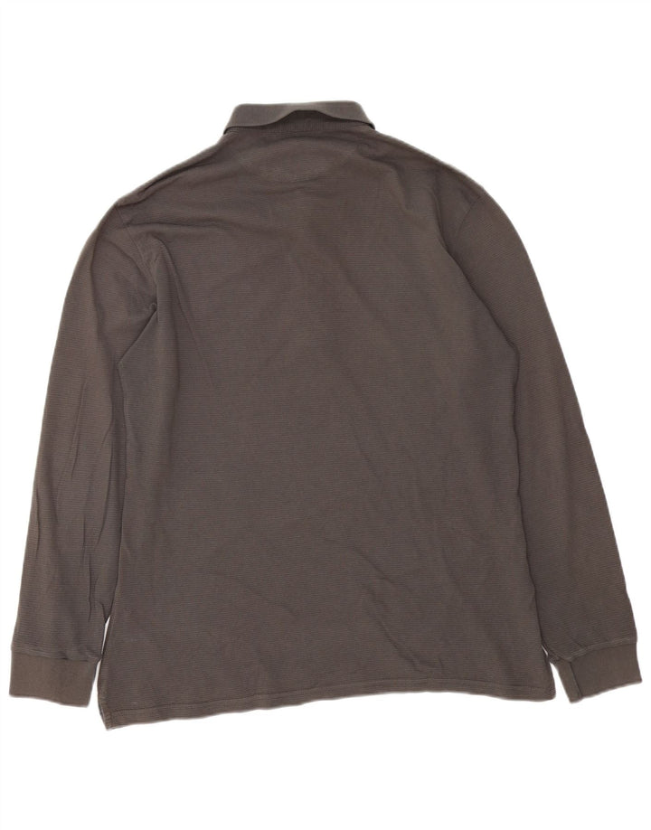 GAS Mens Long Sleeve Polo Shirt Large Grey Cotton