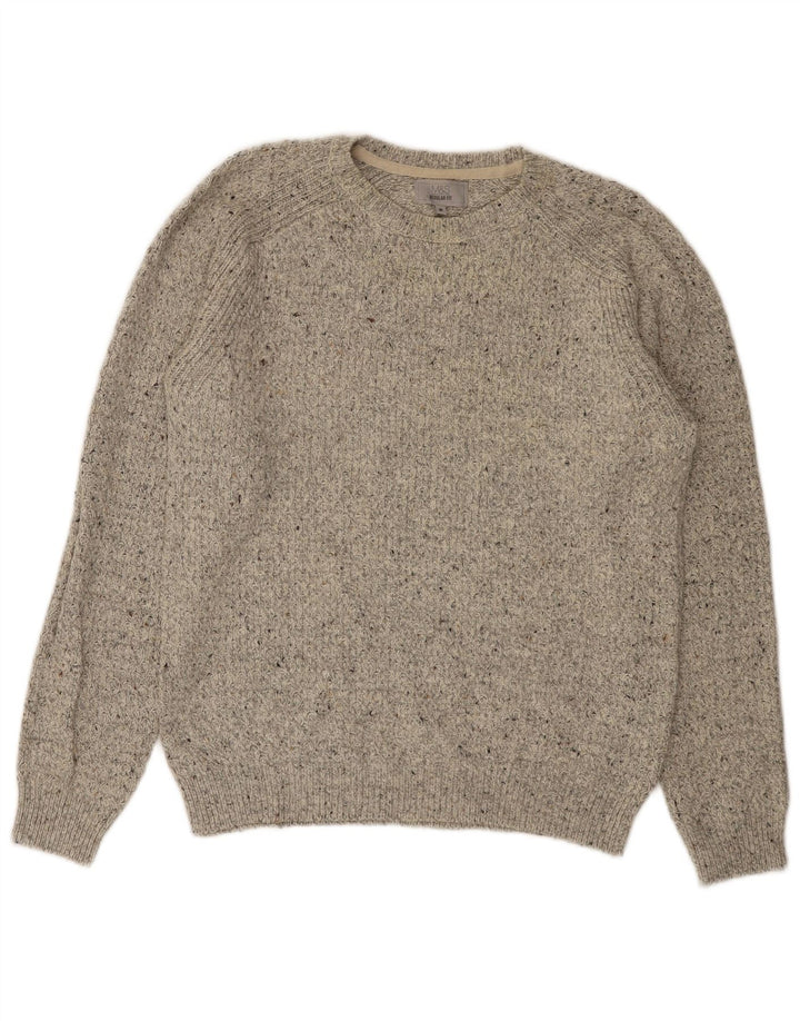 Marks & Spencer Herren-Pullover mit Rundhalsausschnitt, Mittelgrau meliert