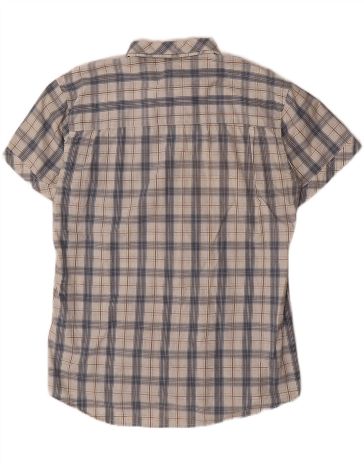 WRANGLER Mens Regular Fit Short Sleeve Shirt XL Grey Check Cotton