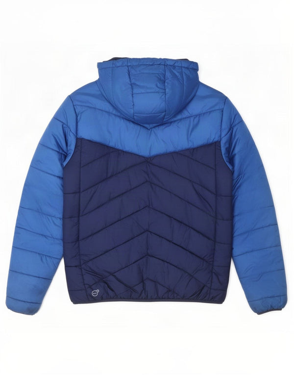 Puma Mens Hooded Padded Jacket UK 38 Medium Navy Blue Colourblock