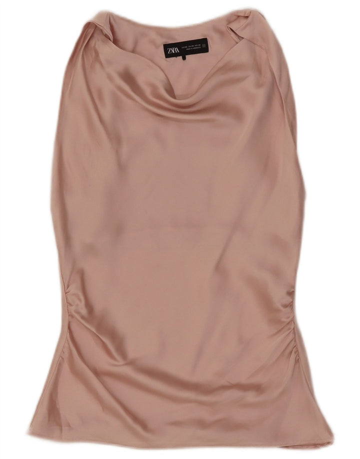 Zara Womens Sleeveless Blouse Top UK 6 XS Pink Polyester