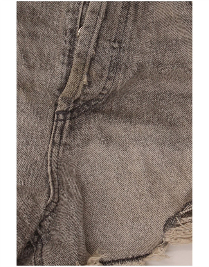 Zara Womens Denim Distressed Hot Pants  EU 40 Medium W30 Grey Cotton