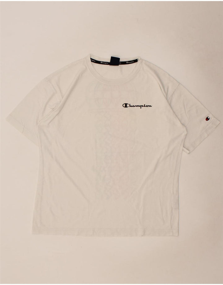 CHAMPION Mens Graphic T-Shirt Top Large White Cotton Vintage Champion and Second-Hand Champion from Messina Hembry 
