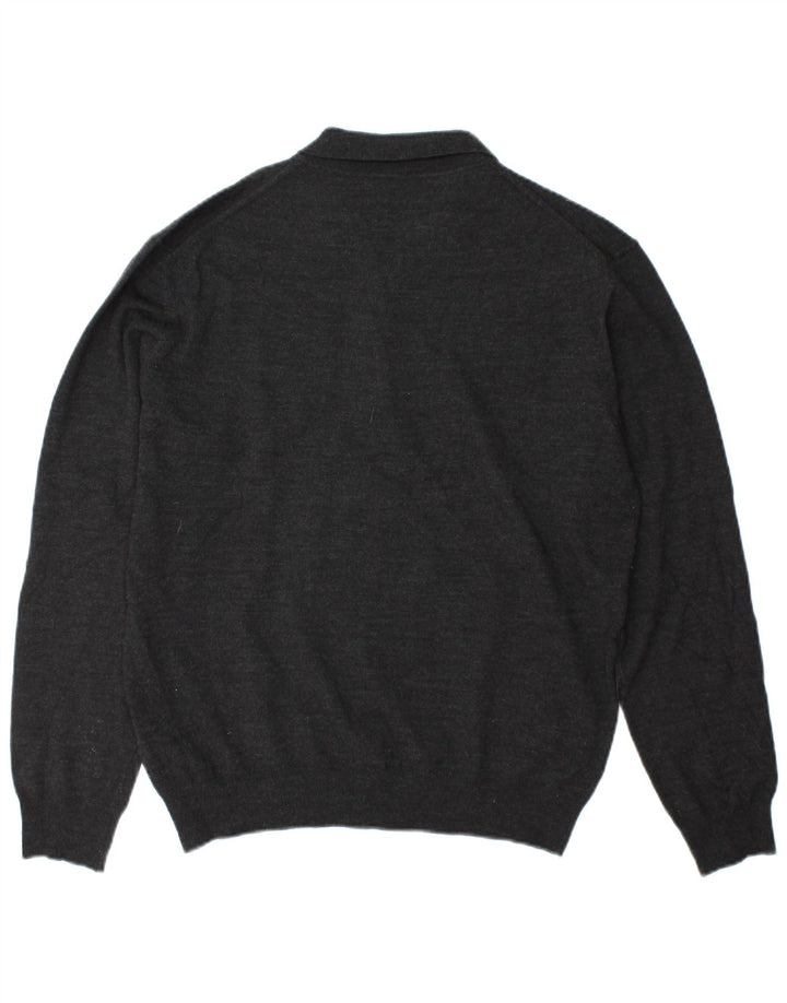 Marks & Spencer Mens Tailored Fit Polo Neck Jumper Sweater Large Grey Wool