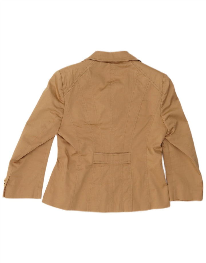 KAREN MILLEN Womens 5 Button Blazer Jacket UK 12 Medium Beige Viscose