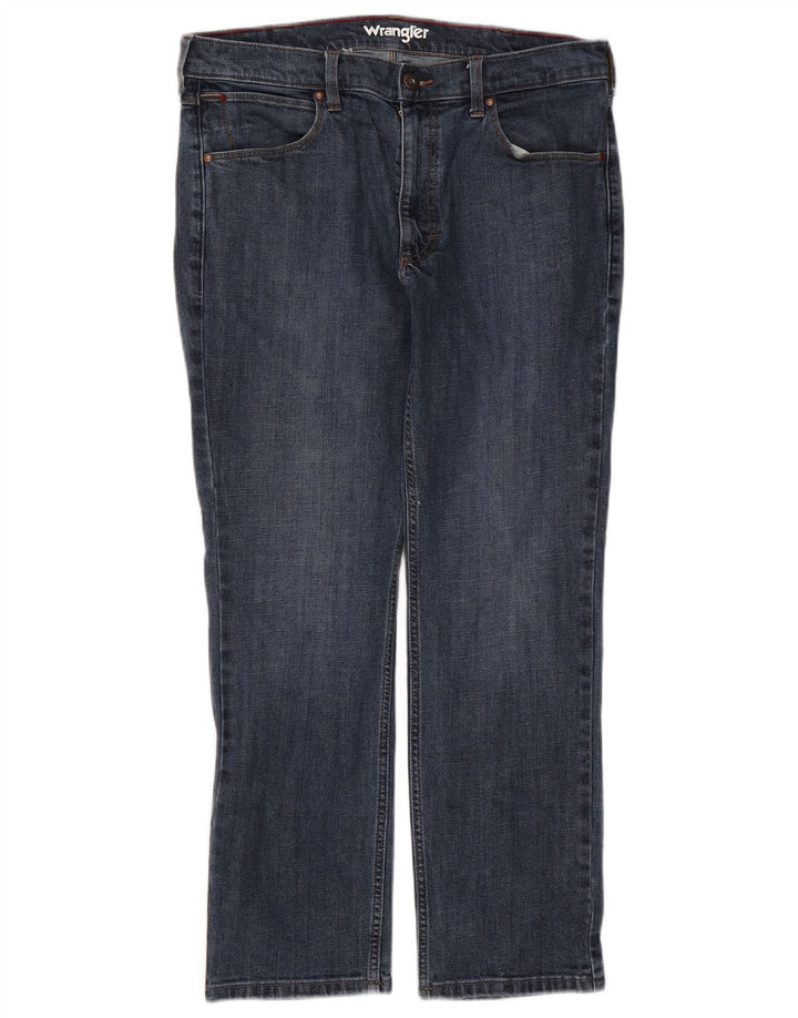 Wrangler Mens Regular Straight Jeans W33 L30 Blue Cotton