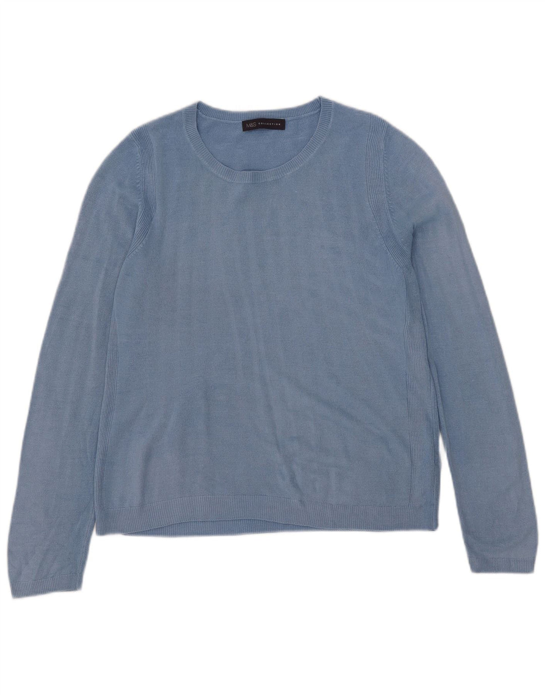 Marks & Spencer Womens Boat Neck Jumper Sweater UK 14 Medium  Blue Acrylic