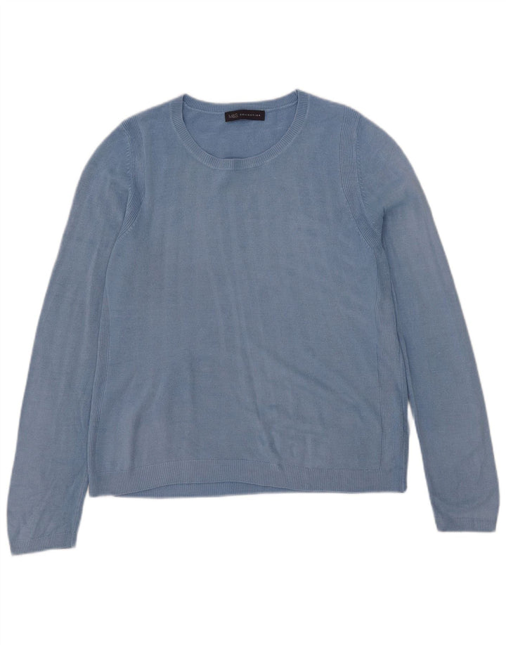 Marks & Spencer Womens Boat Neck Jumper Sweater UK 14 Medium  Blue Acrylic