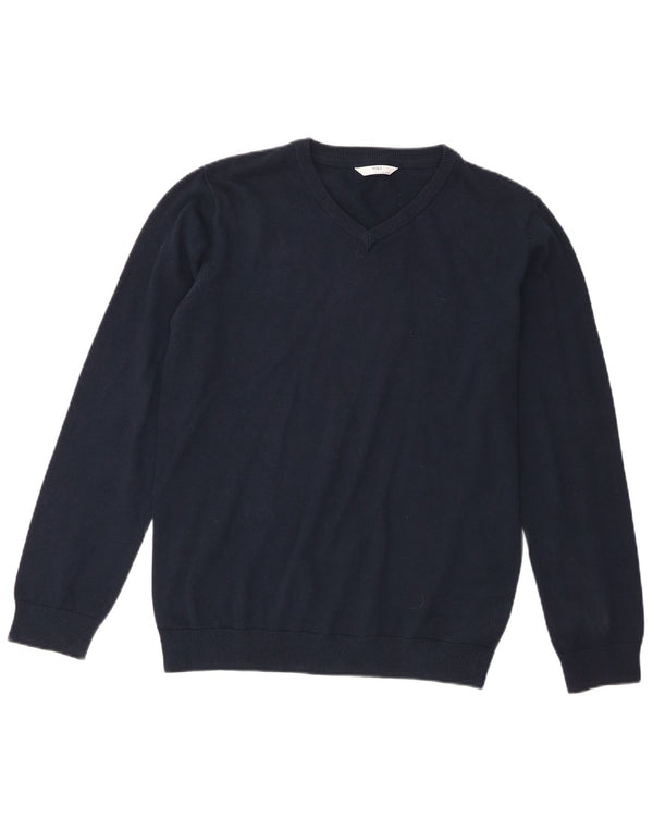 Marks & Spencer Boys V-Neck Jumper Sweater 15-16 Years Navy Blue Cotton
