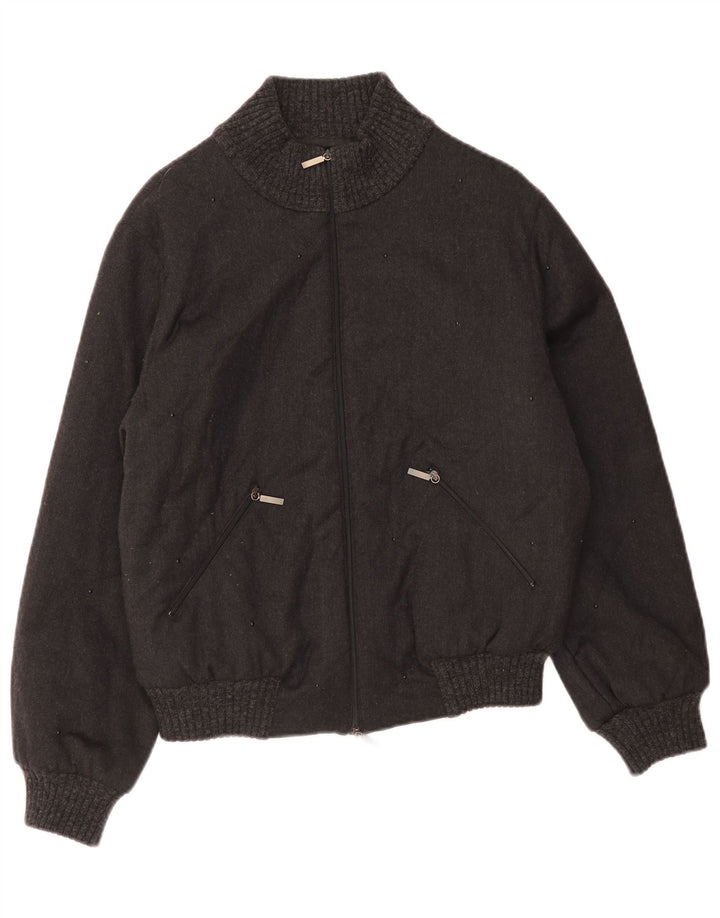 Giorgio Grati Chaqueta bomber extragrande para mujer IT 40 Small Lana negra