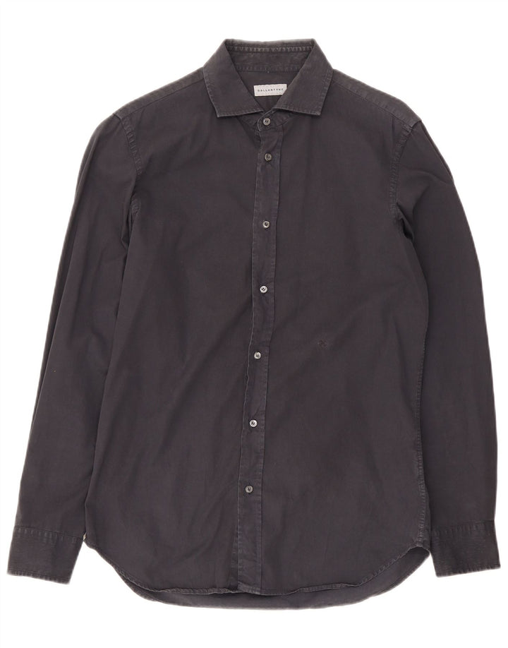 Ballantyne Mens Shirt Size 15 1/2 Medium Navy Blue Cotton