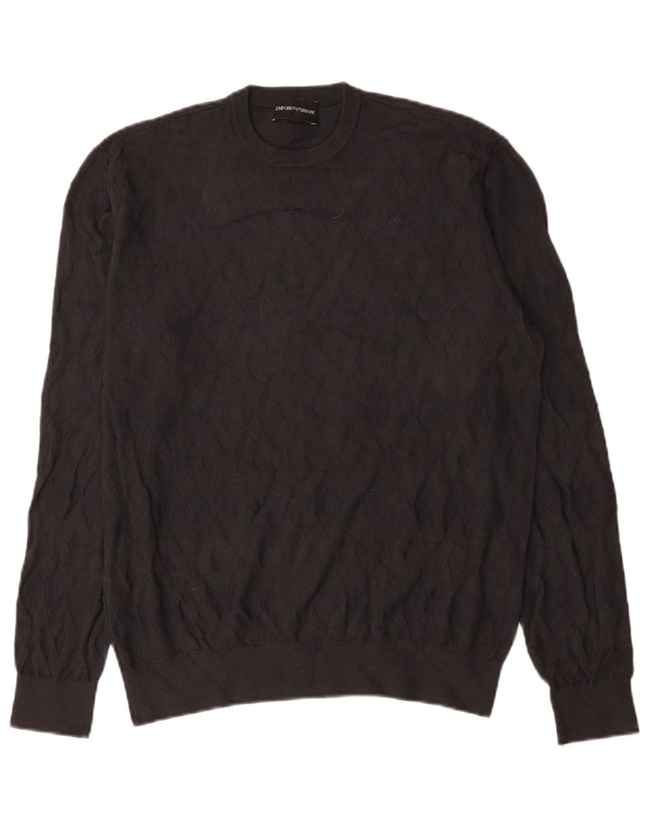 Emporio Armani Mens Crew Neck Jumper Sweater Medium Grey Viscose