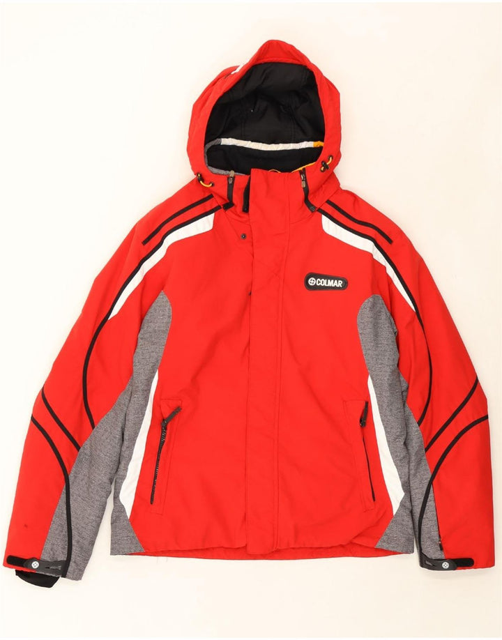 COLMAR Mens Hooded Windbreaker Jacket IT 52 Large Red Colourblock Vintage Colmar and Second-Hand Colmar from Messina Hembry 