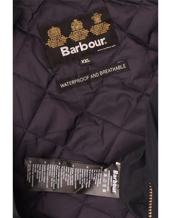 Barbour Mens Hooded Windbreaker Coat UK 44 2XL Navy Blue Polyester