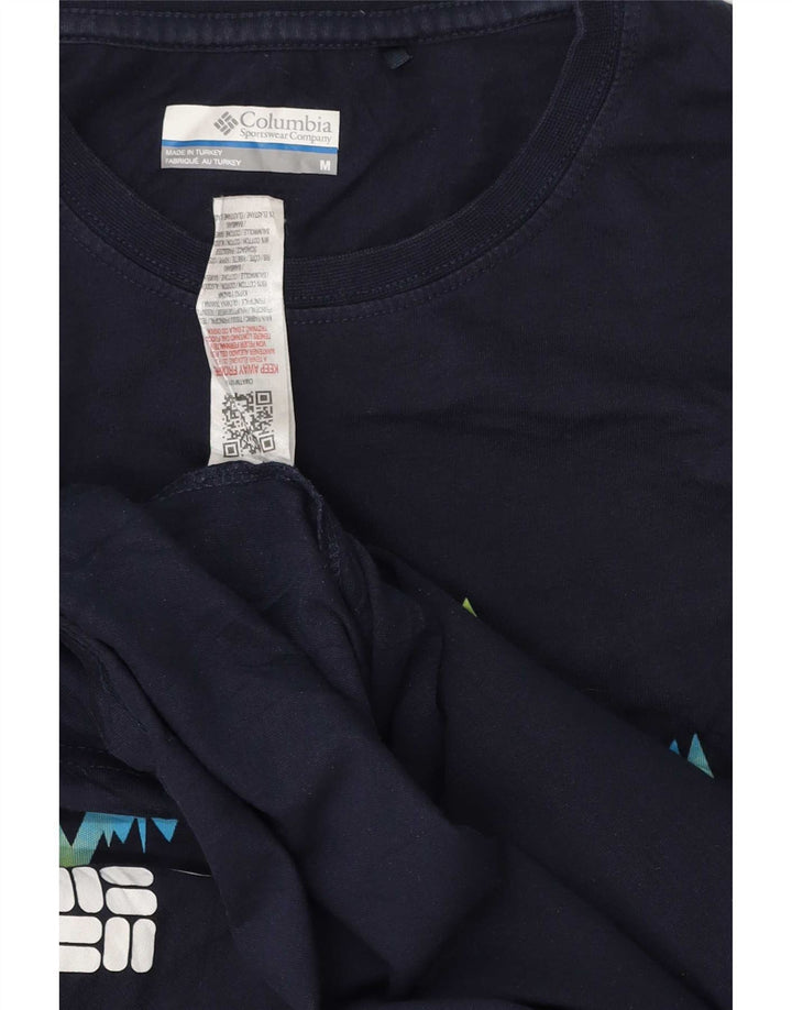 Columbia Mens Graphic T-Shirt Top Medium Navy Blue Cotton