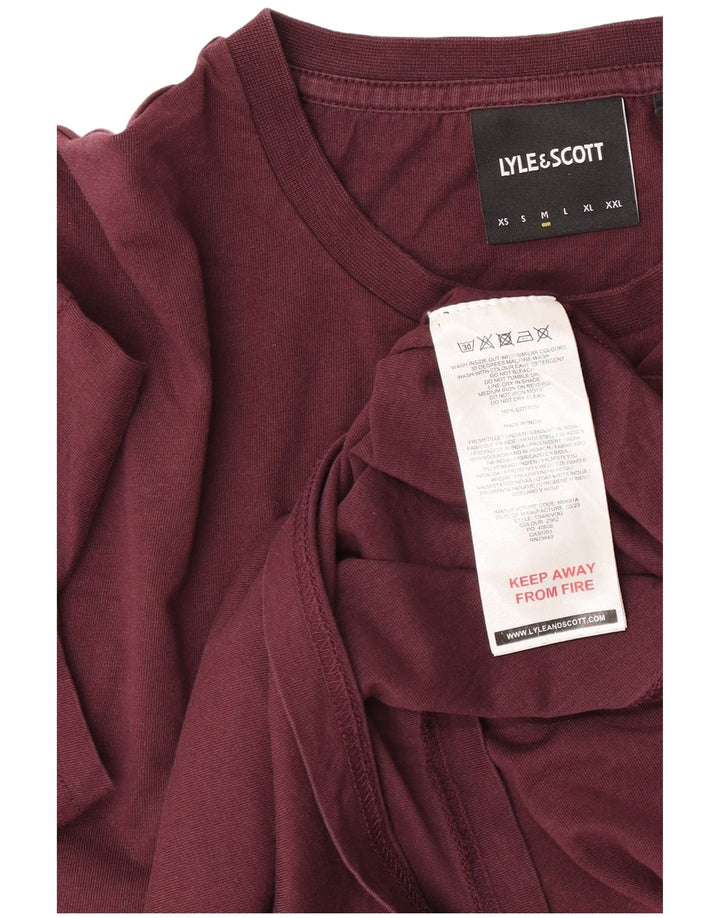 Lyle & Scott Mens T-Shirt Top Medium Maroon Cotton