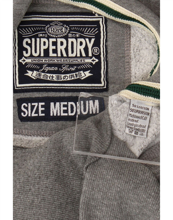 Superdry Womens Hooded Tracksuit Top Jacket UK 14 Medium Grey Cotton