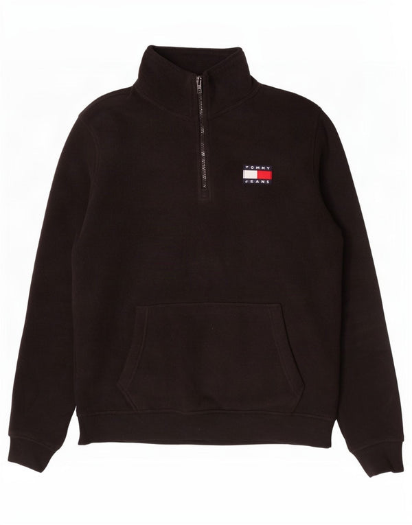 Tommy Hilfiger Pull polaire à col zippé pour homme Noir moyen Polyester