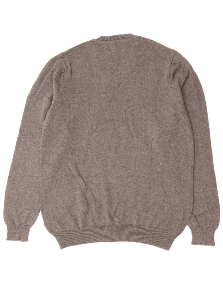 Marks & Spencer Mens Blue Harbour V-Neck Jumper Sweater Medium Grey Cotton