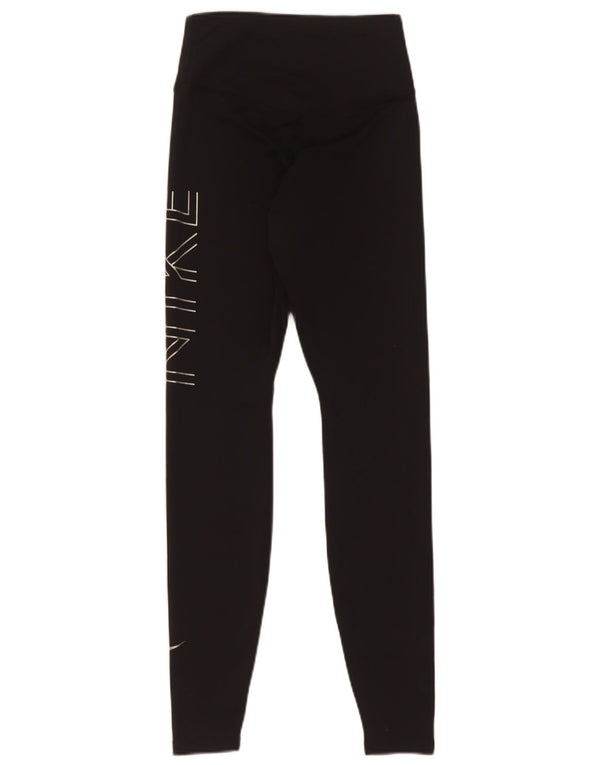 Nike Damen Dri Fit Graphic Leggings UK 4 XS Schwarz Polyester