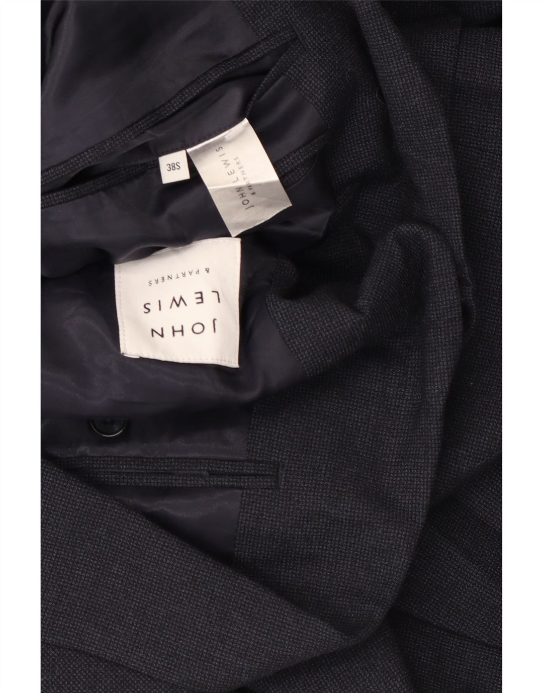 John Lewis Mens Short 2 Button Blazer Jacket UK 38 Medium Navy Blue Wool