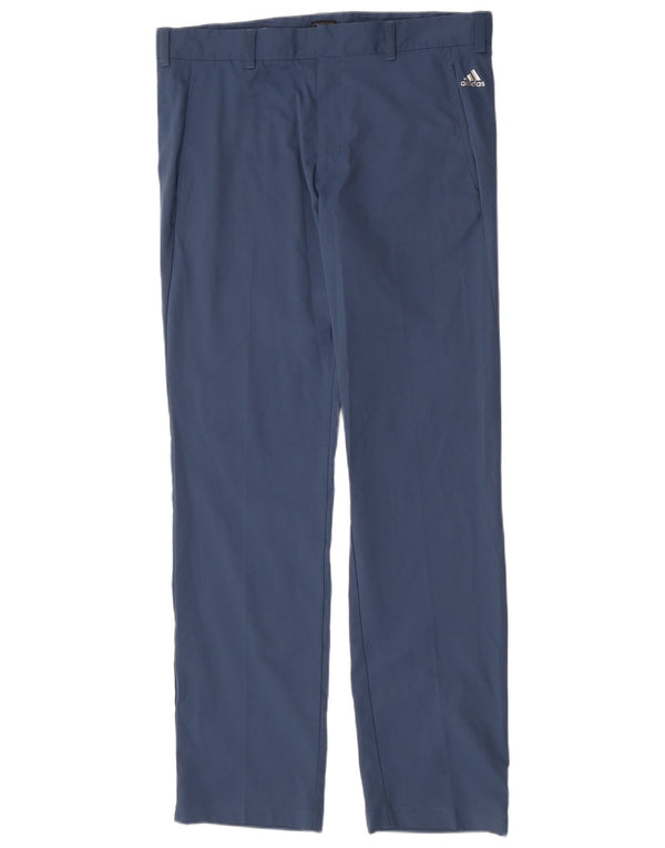 Adidas Mens Straight Chino Trousers W34 L34 Blue Polyester