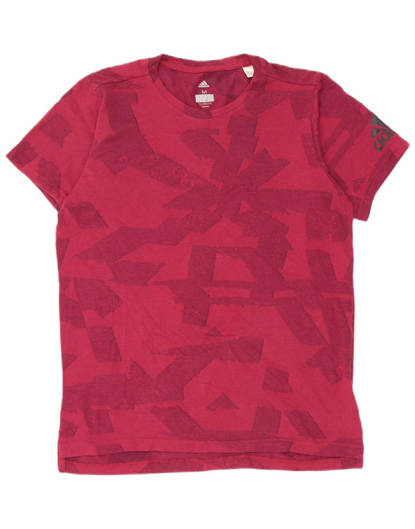 T-shirt grafica Adidas Climalite da uomo Top bordeaux medio geometrico