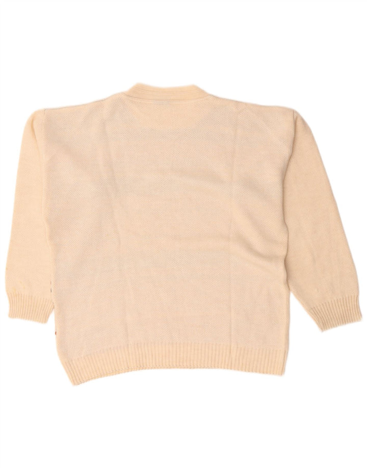 Bernardi Mens Crew Neck Jumper Sweater XL Off White Striped