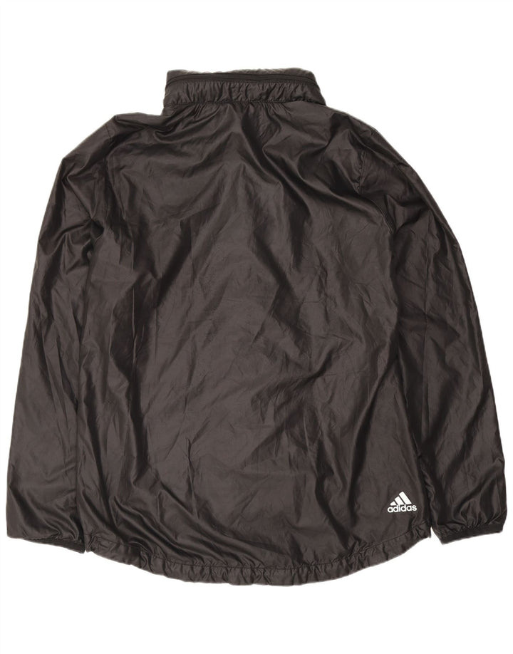 Adidas Womens Graphic Hooded Rain Jacket UK 12/14 Medium Black Polyester