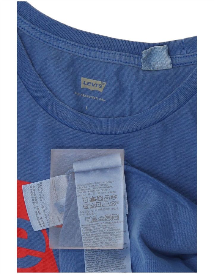 LEVI'S Womens Graphic T-Shirt Top UK 16 Large Blue