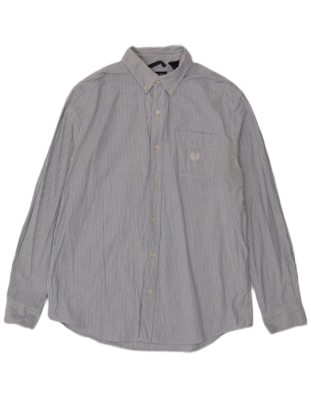 Camisa masculina Chaps de algodão listrado azul grande
