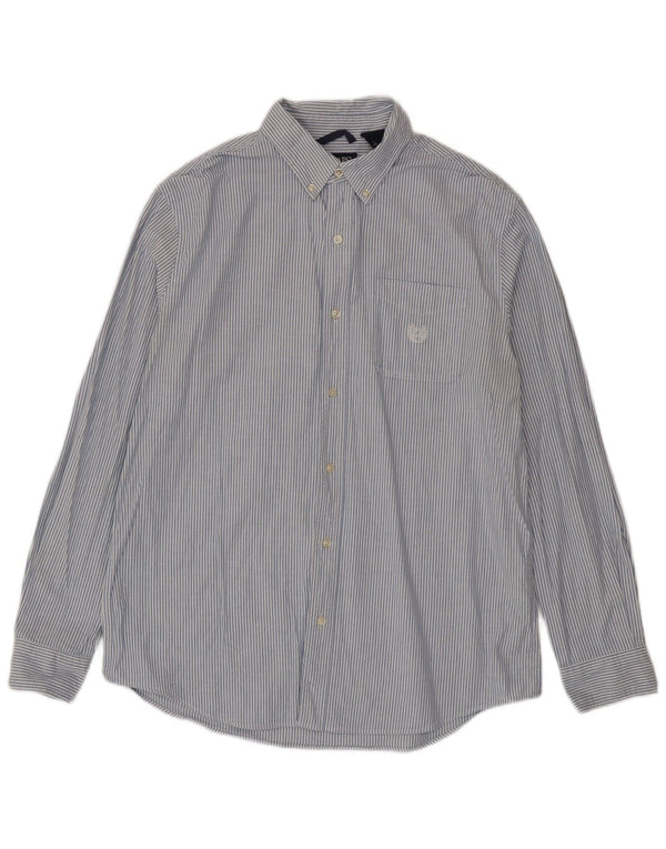 Camicia Uomo Chaps Large Blu Gessato In Cotone