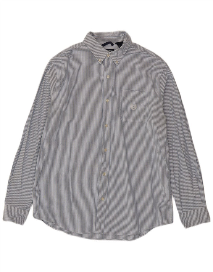 Camisa masculina Chaps de algodão listrado azul grande