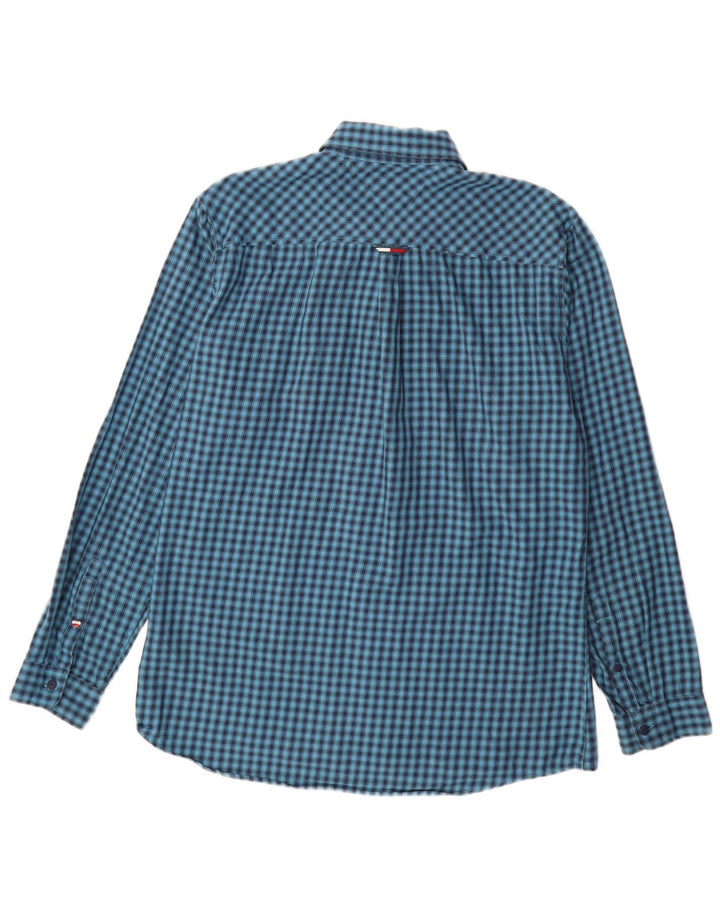 TOMMY HILFIGER Mens Regular Fit Shirt Large Blue Check Cotton