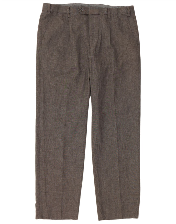 Marks & Spencer Mens Straight Suit Trousers W36 L31 Grey Polyester