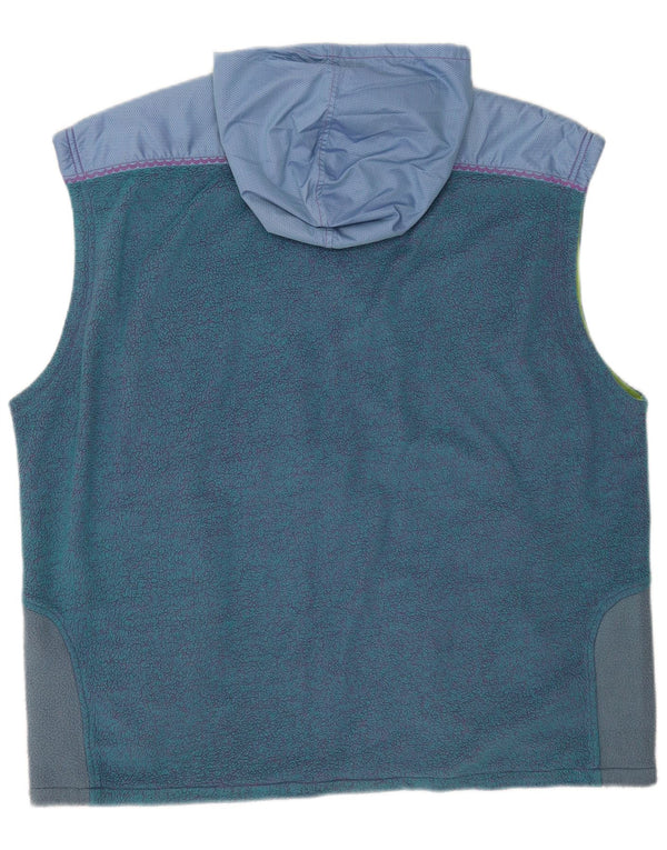 Colete de lã com capuz masculino vintage UK 42 XL azul colorblock