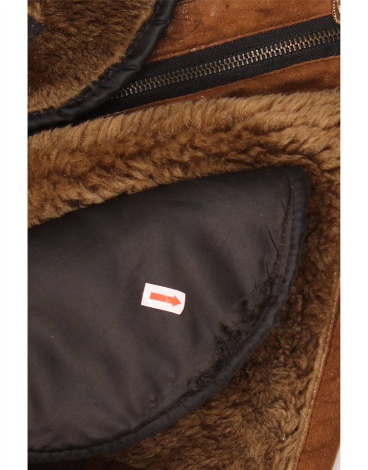 Vintage Mens Shearling Jacket IT 48 Medium Brown