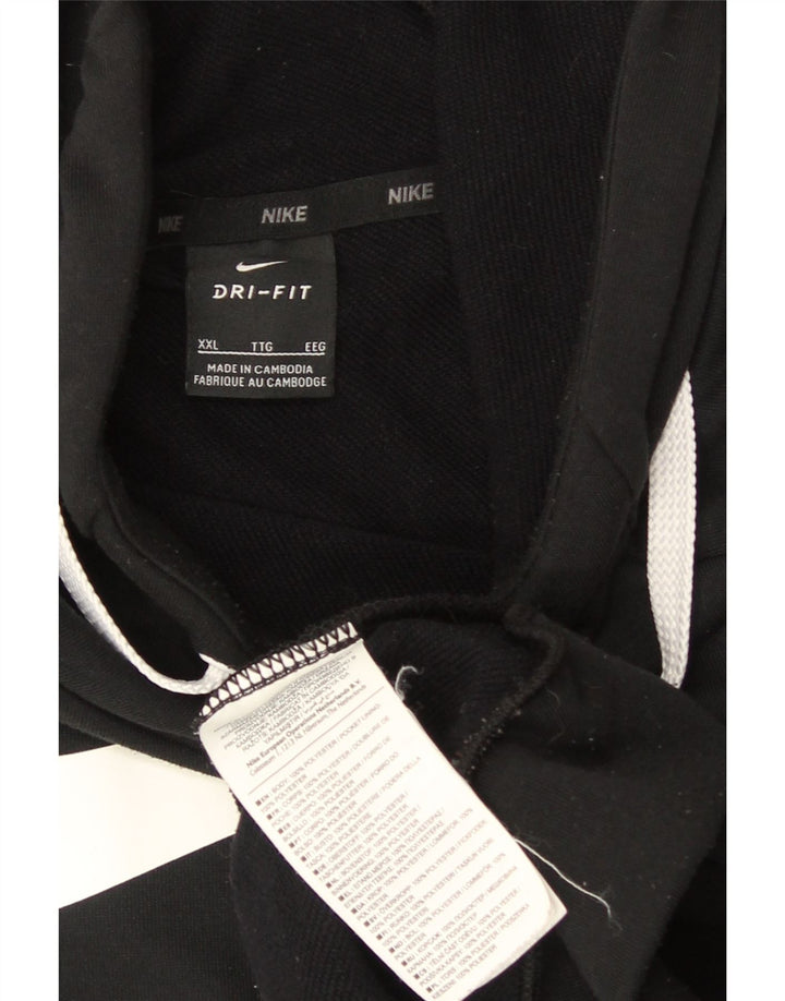 Nike Mens Dri Fit Graphic Hoodie Jumper 2XL Black Polyester