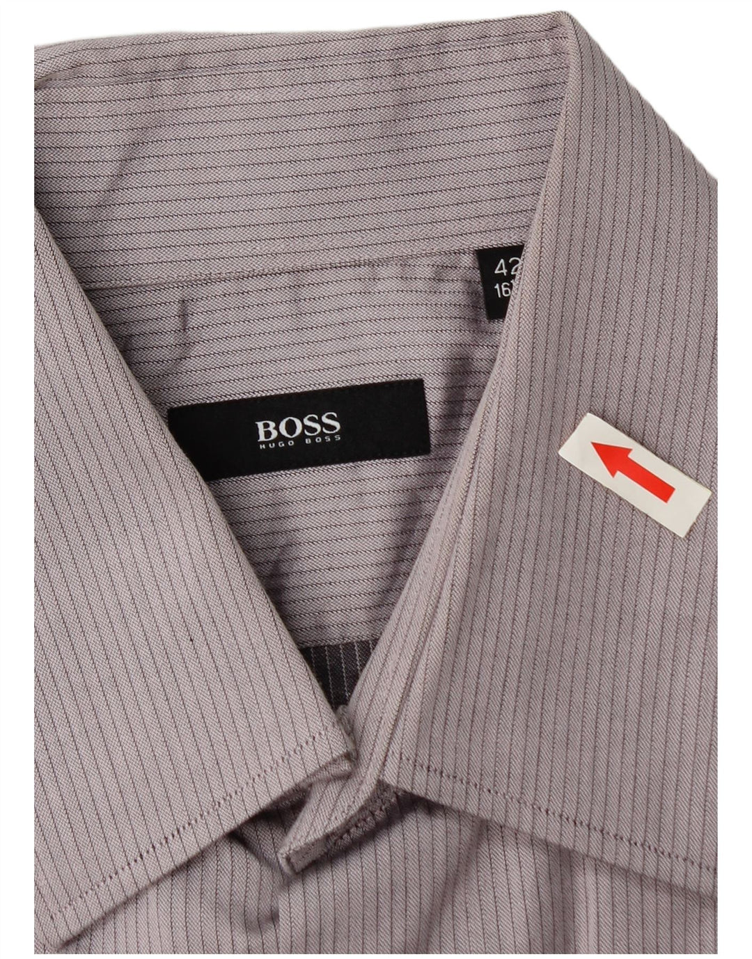 Hugo Boss Mens Shirt Size 16 1/2 42 Large Grey Pinstripe